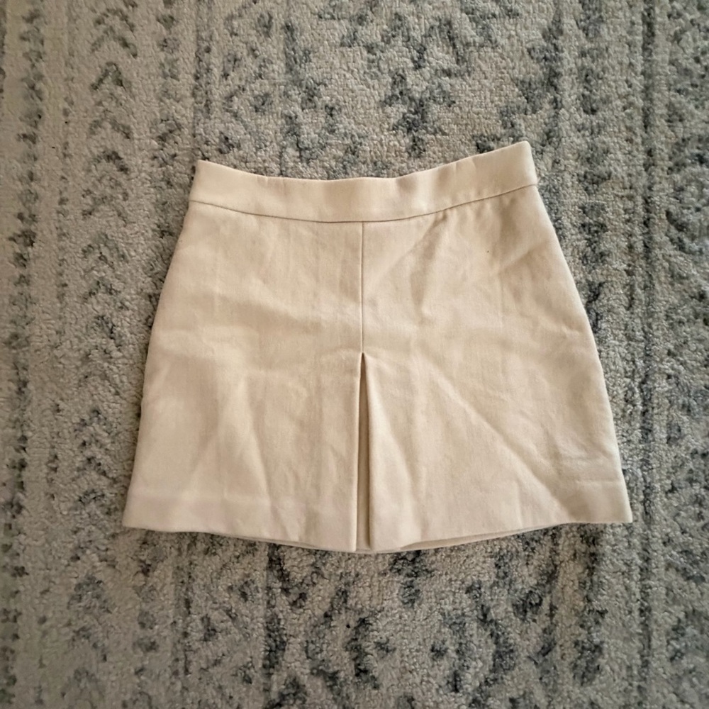 J. Crew Cream Mini Skirt with Front Pleat
